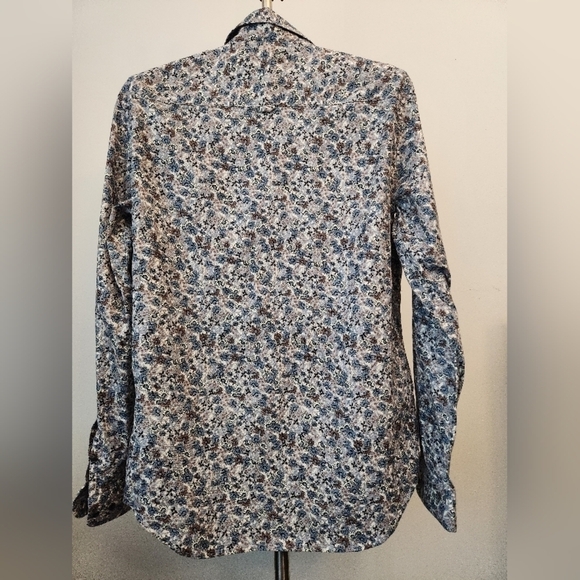 Matinique Grey Blue Floral Long Sleeve Men's Shirt. 100% cotton. Size L - Picture 8 of 14